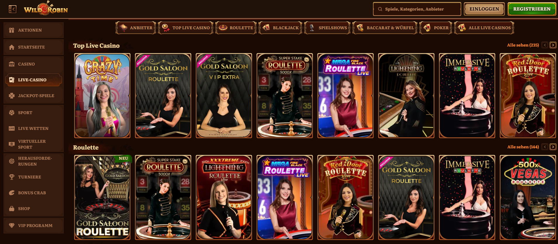 Wild Robin live casino